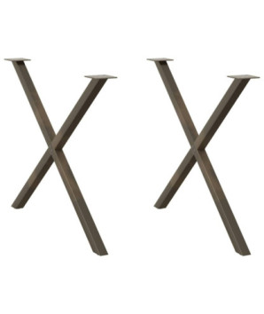 Picioare de masă în formă de X, 2 buc., oțel natural, 90x(72-73) cm - WOODBB2170