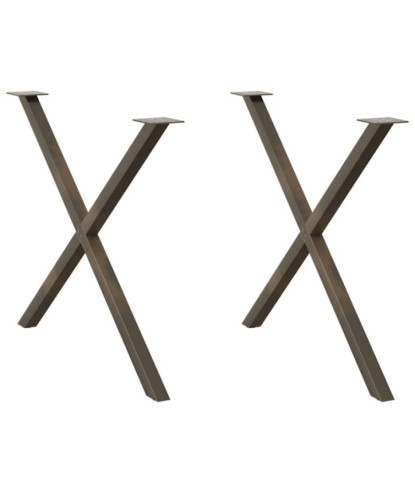 Picioare de masă în formă de X, 2 buc., oțel natural, 90x(72-73) cm - WOODBB2170