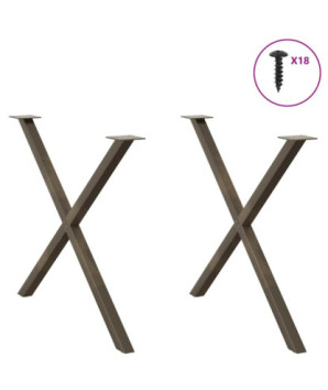 Picioare de masă în formă de X, 2 buc., oțel natural, 90x(72-73) cm - WOODBB2170