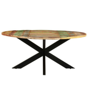 Masă de bucătărie, 175x75 cm, lemn reciclat, rotundă - WOODBB234