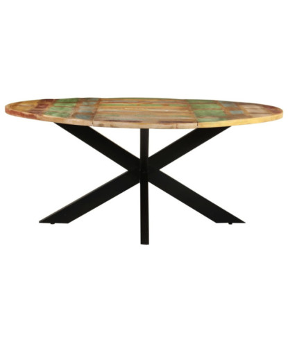 Masă de bucătărie, 175x75 cm, lemn reciclat, rotundă - WOODBB234