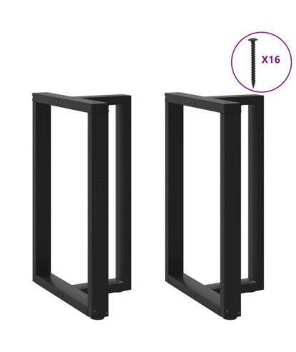 Picioare de masă de bar în formă de T, 2 buc., negru, 60x35x(90-91) cm, oțel - WOODBB2181