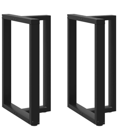 Picioare de masă de bar în formă de T, 2 buc., negru, 60x35x(90-91) cm, oțel - WOODBB2181