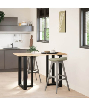 Picioare de masă de bar în formă de T, 2 buc., negru, 60x35x(90-91) cm, oțel - WOODBB2181