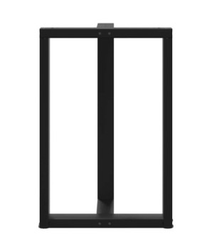Picioare de masă de bar în formă de T, 2 buc., negru, 60x35x(90-91) cm, oțel - WOODBB2181