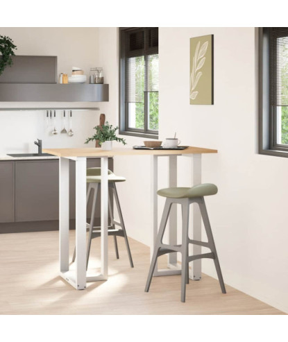 Picioare de masă de bar în formă de T, 2 buc., alb, 60x35x(110-111) cm, oțel - WOODBB2182