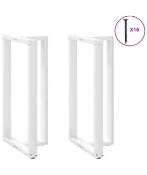 Picioare de masă de bar în formă de T, 2 buc., alb, 60x35x(110-111) cm, oțel - WOODBB2182
