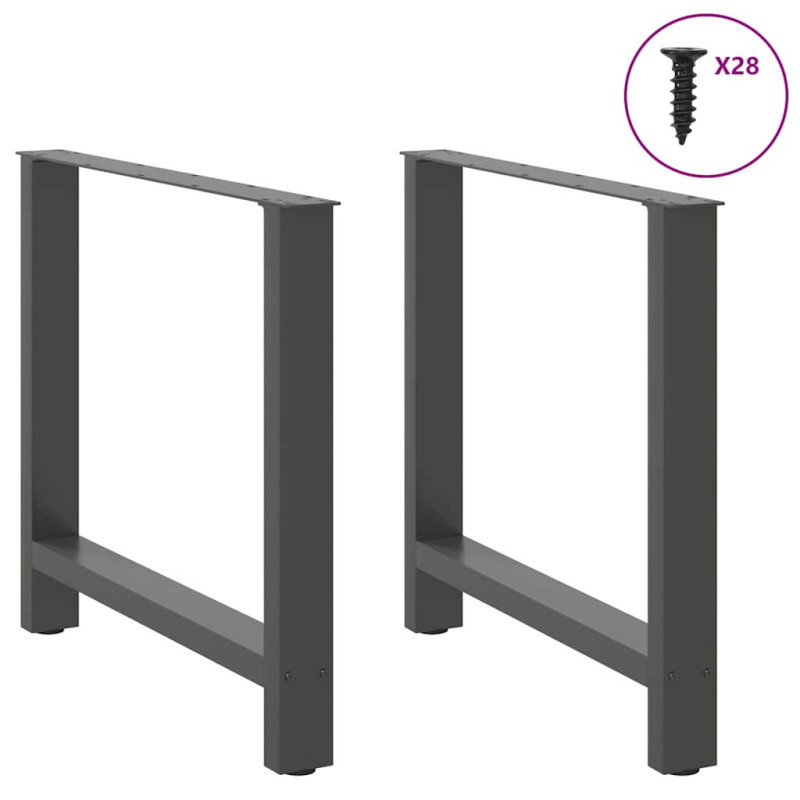 Picioare masă de sufragerie antracit, 2 buc., 70x(72-73) cm, oțel - WOODBB2183