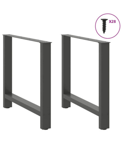 Picioare masă de sufragerie antracit, 2 buc., 70x(72-73) cm, oțel - WOODBB2183