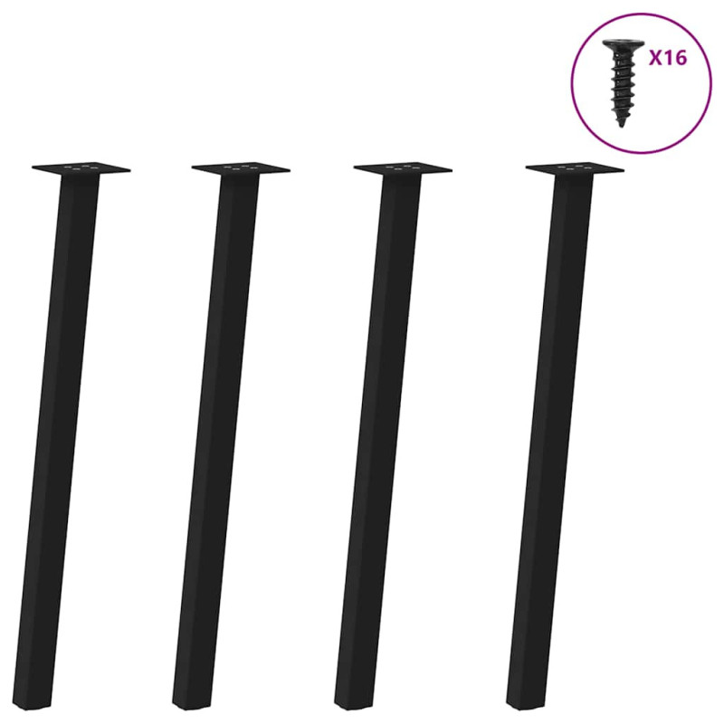 Picioare masă consolă, 4 buc., negru, 72 cm, oțel - WOODBB2188