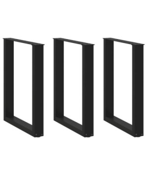 Picioare de masă în formă de U, 3 buc., negru, 70x(72-73) cm, oțel - WOODBB2202