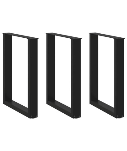 Picioare de masă în formă de U, 3 buc., negru, 70x(72-73) cm, oțel - WOODBB2202