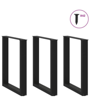 Picioare de masă în formă de U, 3 buc., negru, 70x(72-73) cm, oțel - WOODBB2202