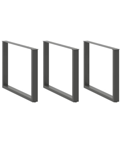 Picioare de masă în formă de U, 3 buc., antracit, 100x(72-73) cm, oțel - WOODBB2204