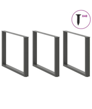 Picioare de masă în formă de U, 3 buc., antracit, 100x(72-73) cm, oțel - WOODBB2204