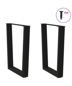 Picioare de masă în formă de V, 2 buc., negru, 70x(72-73,3) cm, oțel - WOODBB2207