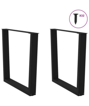 Picioare de masă în formă de V, 2 buc., negru, 90x(72-73,3) cm, oțel - WOODBB2209