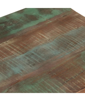Masă laterală cu roți, 40x40x42 cm, lemn reciclat, cu aspect rustic - WOODBB237
