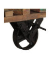 Masă laterală cu roți, 40x40x42 cm, lemn reciclat, cu aspect rustic - WOODBB237 Masă laterală cu roți, 40x40x42 cm, lemn reciclat, cu aspect rustic - WOODBB237