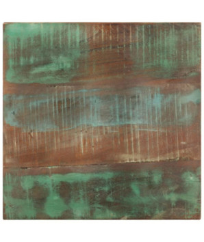 Masă laterală cu roți, 40x40x42 cm, lemn reciclat, cu aspect rustic - WOODBB237