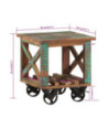 Masă laterală cu roți, 40x40x42 cm, lemn reciclat, cu aspect rustic - WOODBB237 Masă laterală cu roți, 40x40x42 cm, lemn reciclat, cu aspect rustic - WOODBB237