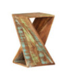 Masă laterală, 35x35x55 cm, lemn reciclat, cu aspect rustic - WOODBB238 Masă laterală, 35x35x55 cm, lemn reciclat, cu aspect rustic - WOODBB238