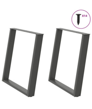 Picioare de masă în formă de U, 2 buc., antracit, 70x(72-73) cm, oțel - WOODBB2242