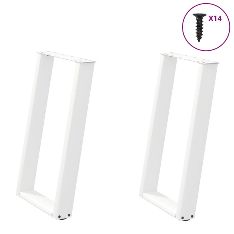 Picioare de masă în formă de U, 2 buc., alb, 60x(72-73) cm, oțel - WOODBB2243