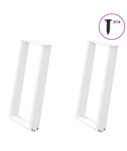 Picioare de masă în formă de U, 2 buc., alb, 60x(72-73) cm, oțel - WOODBB2243