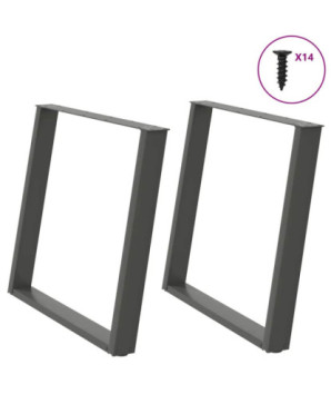 Picioare de masă în formă de U, 2 buc., antracit, 100x(72-73) cm, oțel - WOODBB2244