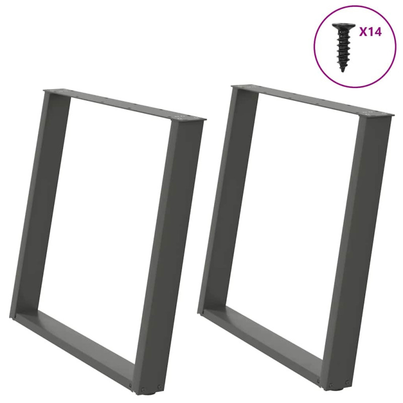 Picioare de masă în formă de U, 2 buc., antracit, 100x(72-73) cm, oțel - WOODBB2244