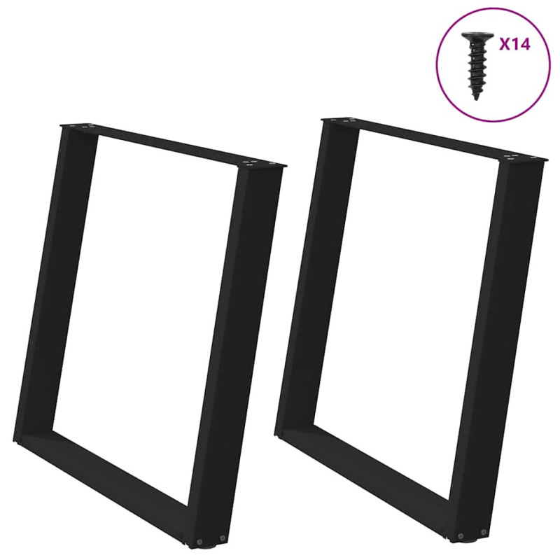 Picioare de masă în formă de U, 2 buc., negru, 100x(72-73) cm, oțel - WOODBB2246