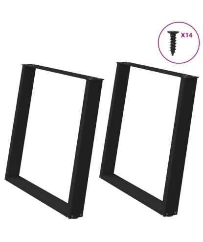 Picioare de masă în formă de U, 2 buc., negru, 100x(72-73) cm, oțel - WOODBB2246