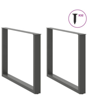 Picioare de masă în formă de U, 2 buc., antracit, 100x(72-73) cm, oțel - WOODBB2248