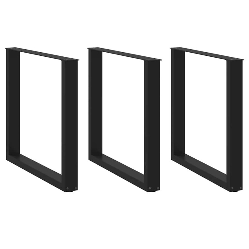 Picioare de masă în formă de U, 3 buc., negru, 90x(72-73) cm, oțel - WOODBB2249