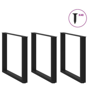 Picioare de masă în formă de U, 3 buc., negru, 90x(72-73) cm, oțel - WOODBB2249
