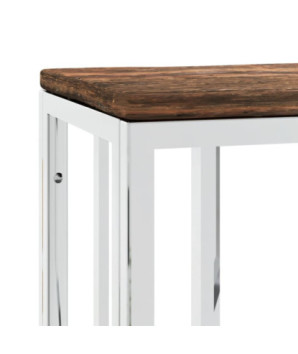 Măsuță consolă, argintiu, oțel inoxidabil/lemn reciclat - WOODBB242