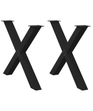 Picioare de masă în formă de X, 2 buc., negru, 90x(72-73) cm, oțel - WOODBB2262