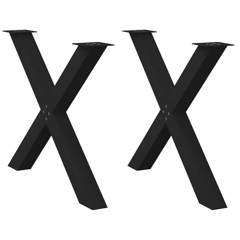 Picioare de masă în formă de X, 2 buc., negru, 90x(72-73) cm, oțel - WOODBB2262