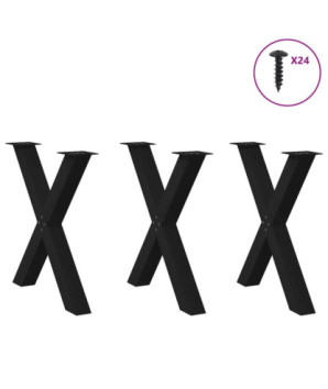 Picioare de masă în formă de X, 3 buc., negru, 80x(72-73) cm, oțel - WOODBB2263
