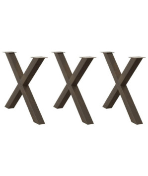 Picioare de masă în formă de X, 3 buc., oțel natural, 90x(72-73) cm - WOODBB2264