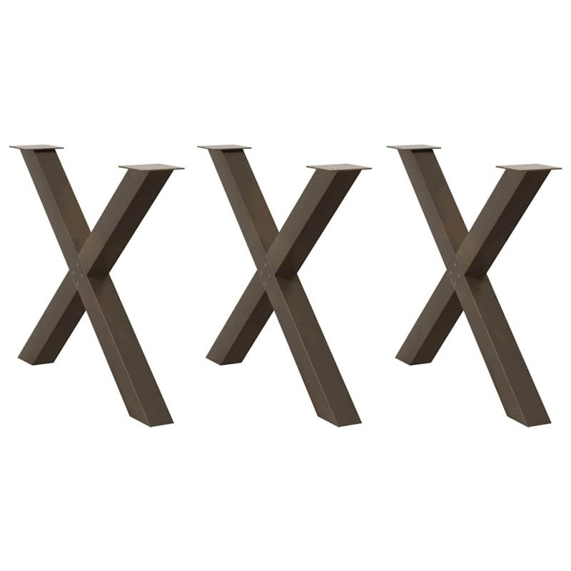 Picioare de masă în formă de X, 3 buc., oțel natural, 90x(72-73) cm - WOODBB2264