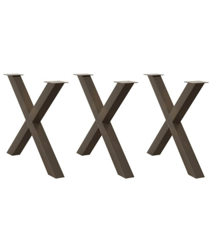 Picioare de masă în formă de X, 3 buc., oțel natural, 90x(72-73) cm - WOODBB2264
