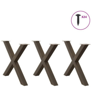 Picioare de masă în formă de X, 3 buc., oțel natural, 90x(72-73) cm - WOODBB2264