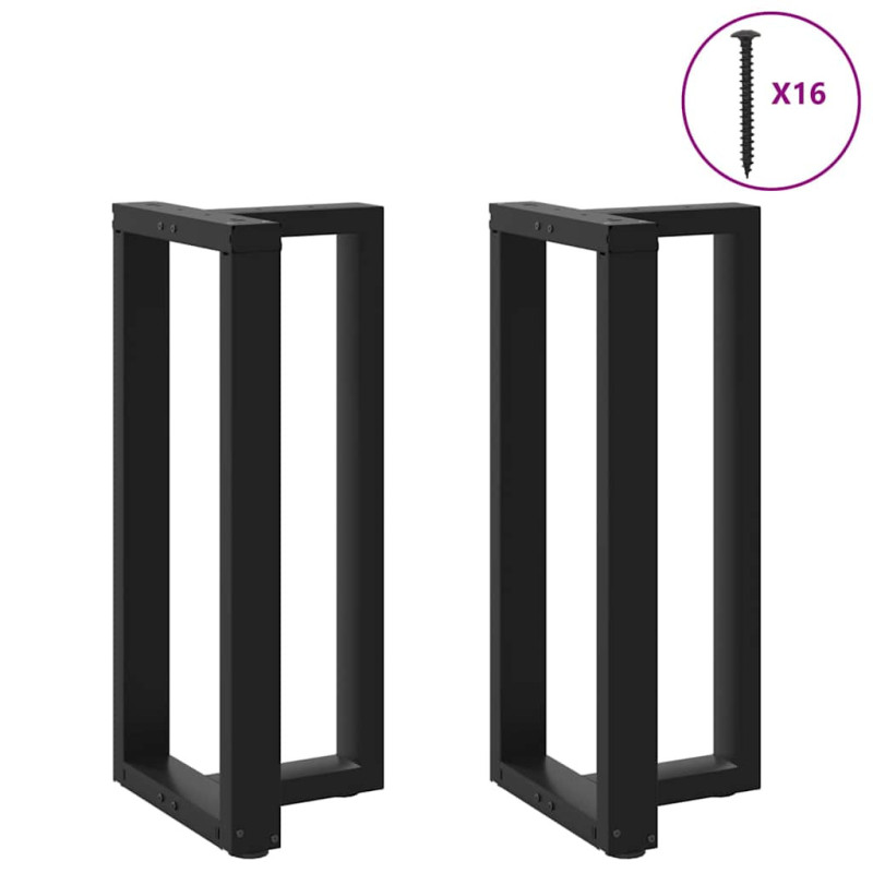 Picioare de masă de bar în formă de T, 2 buc., negru, 40x35x(90-91) cm, oțel - WOODBB2269