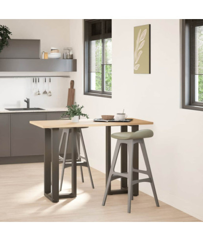 Picioare de masă de bar în formă de T, 2 buc., negru, 50x35x(90-91) cm, oțel - WOODBB2270