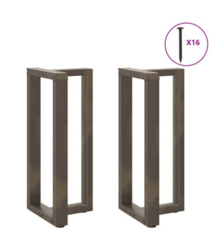 Picioare de masă de bar în formă de T, 2 buc., negru, 50x35x(90-91) cm, oțel - WOODBB2270