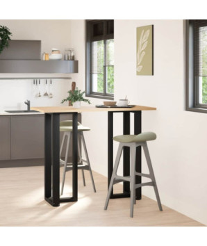 Picioare de masă de bar în formă de T, 2 buc., negru, 50x35x(110-111) cm, oțel - WOODBB2271