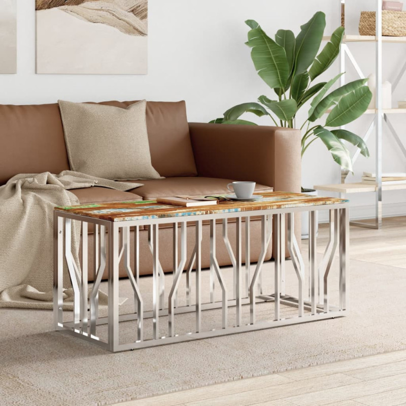 Măsuță cafea modernă, din lemn masiv reciclat, dreptunghiulară, 110 x 45 x 45 cm, handmade Măsuță cafea modernă, din lemn masiv reciclat, dreptunghiulară, 110 x 45 x 45 cm, handmade