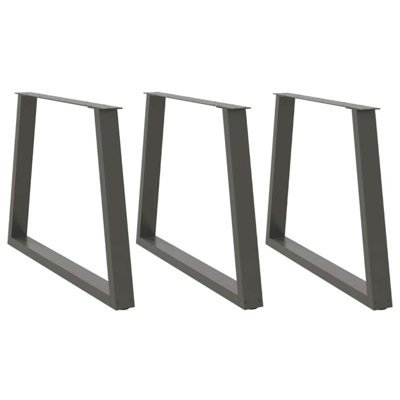 Picioare de masă în formă de V, 3 buc., antracit, 90x(72-73,3) cm, oțel - WOODBB2298